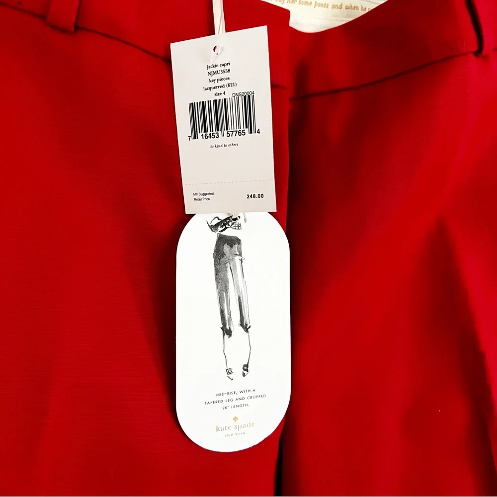 KATE SPADE Jackie Bow Capri Pants in Lacquer Red